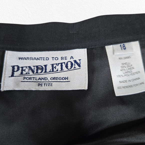 Y2K Pendleton Dark Gray Silk Linen Mid Rise Classic A-Line Midi Skirt Size 14 - Picture 4 of 8